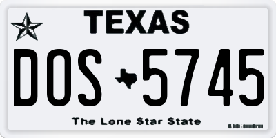 TX license plate DOS5745