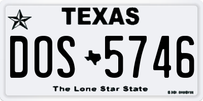 TX license plate DOS5746