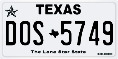TX license plate DOS5749