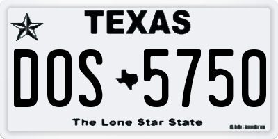 TX license plate DOS5750