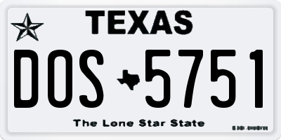 TX license plate DOS5751