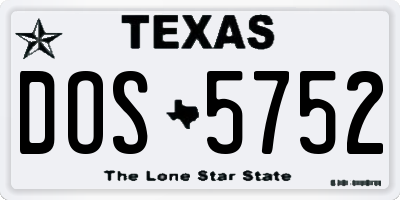 TX license plate DOS5752