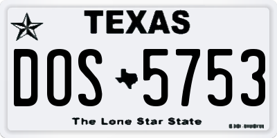TX license plate DOS5753