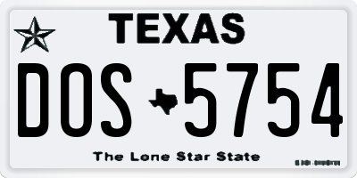 TX license plate DOS5754
