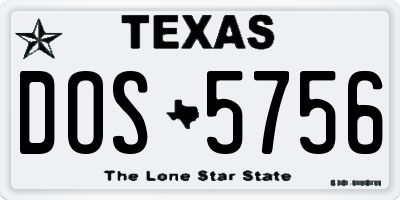 TX license plate DOS5756