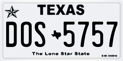 TX license plate DOS5757