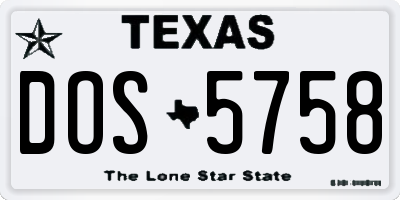 TX license plate DOS5758