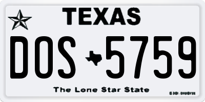TX license plate DOS5759