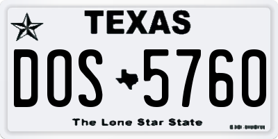 TX license plate DOS5760