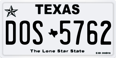 TX license plate DOS5762