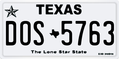 TX license plate DOS5763