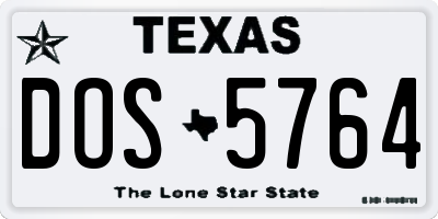 TX license plate DOS5764