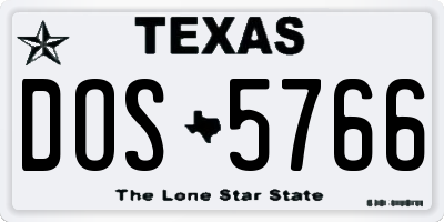 TX license plate DOS5766