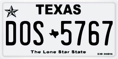 TX license plate DOS5767