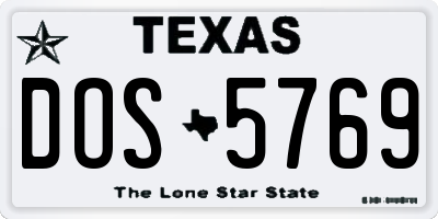 TX license plate DOS5769