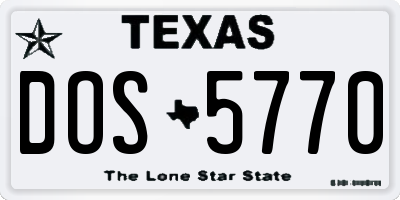 TX license plate DOS5770