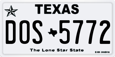 TX license plate DOS5772