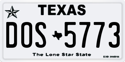 TX license plate DOS5773