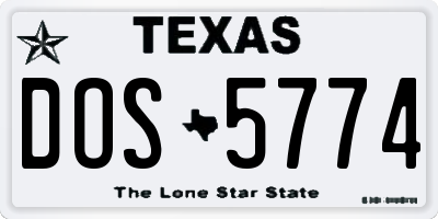 TX license plate DOS5774