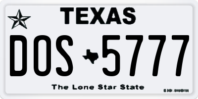 TX license plate DOS5777