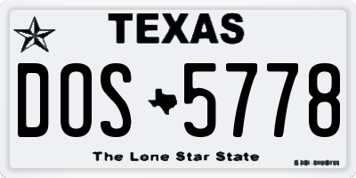 TX license plate DOS5778