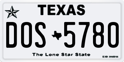 TX license plate DOS5780