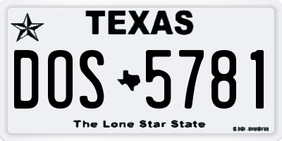 TX license plate DOS5781