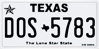 TX license plate DOS5783