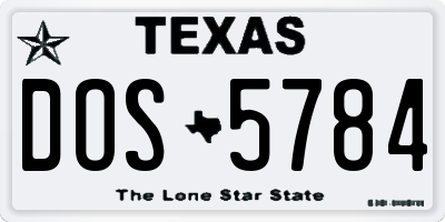 TX license plate DOS5784