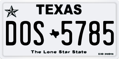 TX license plate DOS5785