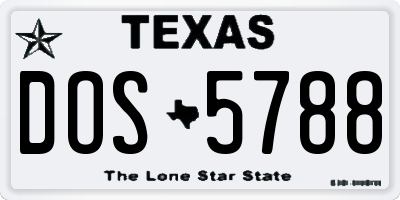 TX license plate DOS5788