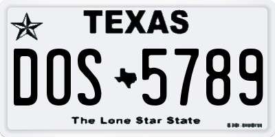 TX license plate DOS5789