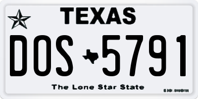 TX license plate DOS5791