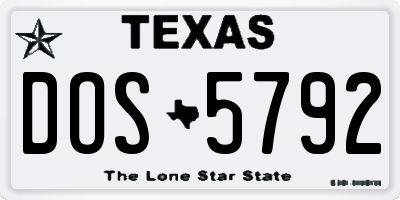 TX license plate DOS5792