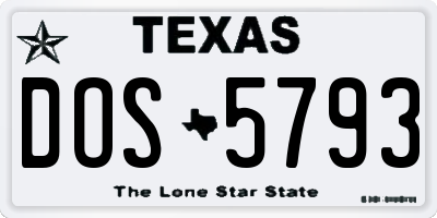 TX license plate DOS5793