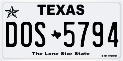 TX license plate DOS5794