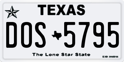 TX license plate DOS5795