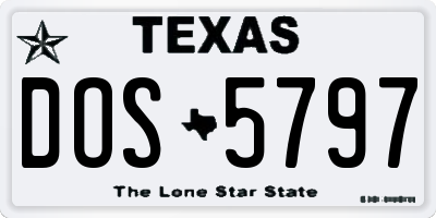 TX license plate DOS5797
