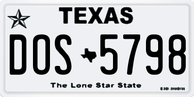 TX license plate DOS5798