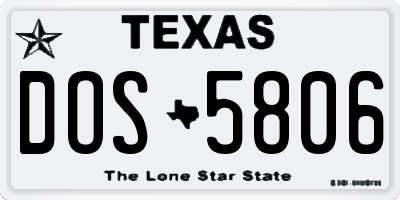 TX license plate DOS5806