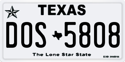 TX license plate DOS5808