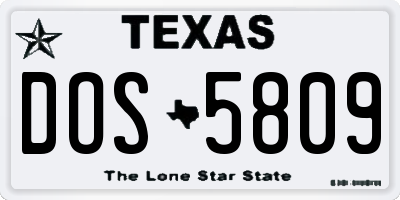TX license plate DOS5809