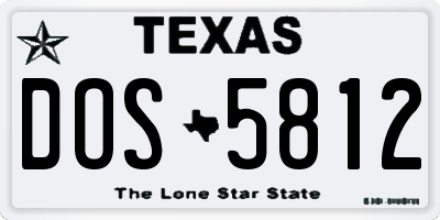 TX license plate DOS5812