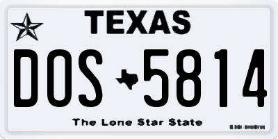 TX license plate DOS5814