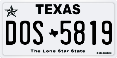 TX license plate DOS5819