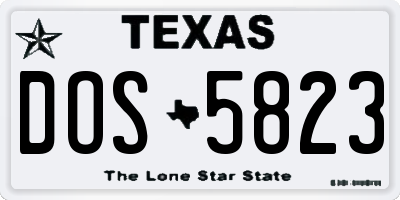 TX license plate DOS5823