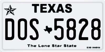 TX license plate DOS5828