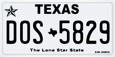 TX license plate DOS5829