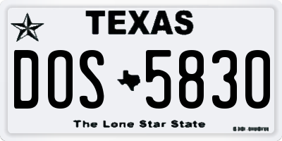 TX license plate DOS5830