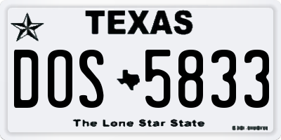 TX license plate DOS5833